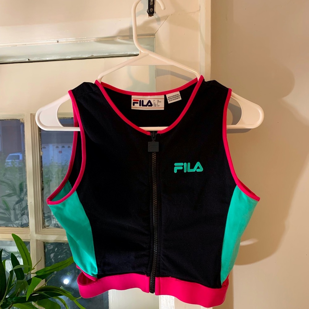 Fila crop zip up tank top